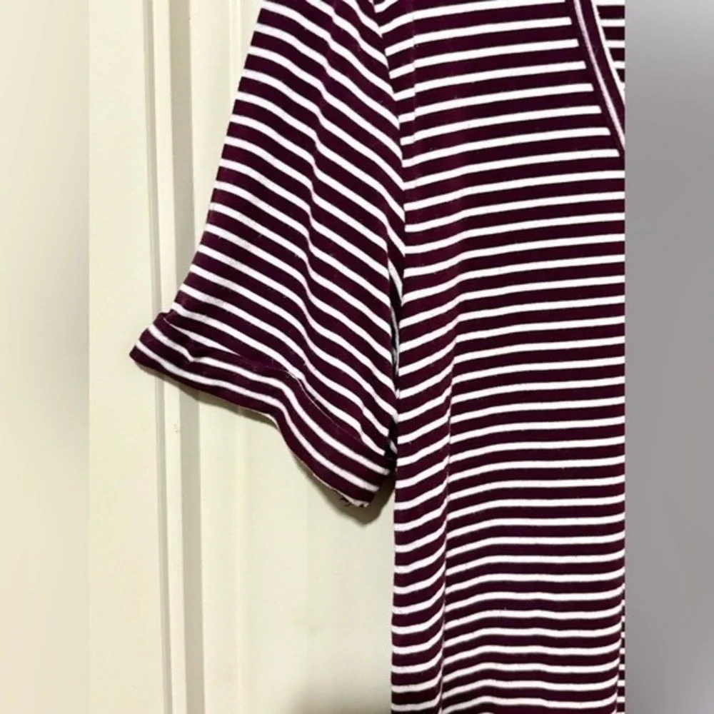 American Eagle Maroon/White Striped Soft & Sexy T-Shirt